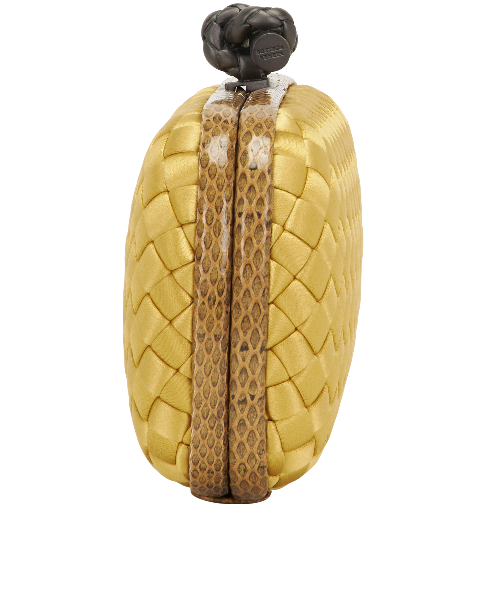 Knot Clutch, &pound;750, Handbags, Gold, Python/Satin, Bottom view